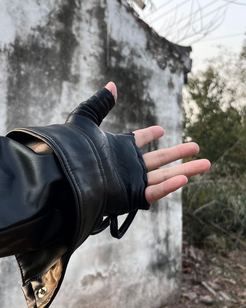 Cyberpunk Funkcjonalne Rękawiczki Motocyklowe Bez Palców