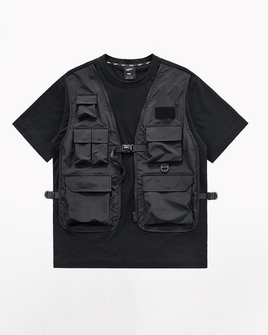 Koszulki Techwear, koszula taktyczna, czarne t-shirty męskie, koszulka cargo męska, t-shirt, polo, męskie koszule cargo w stylu militarnym, bawełniane koszulki cargo, koszula cargo dla mężczyzn, męskie t-shirty, techniczny t-shirt, czarny t-shirt, koszulki z kieszonką męskie, styl techwear, fałszywy t-shirt w dwóch częściach, funkcjonalna koszulka