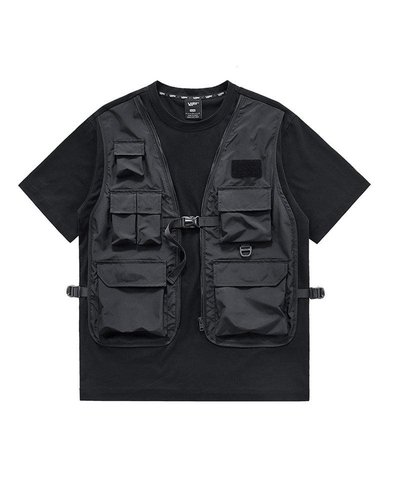 Funkcjonalna Fałszywa Kamizelka Cargo T-Shirt - Techwear Official